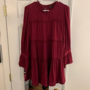 Burgundy Babydoll Dress